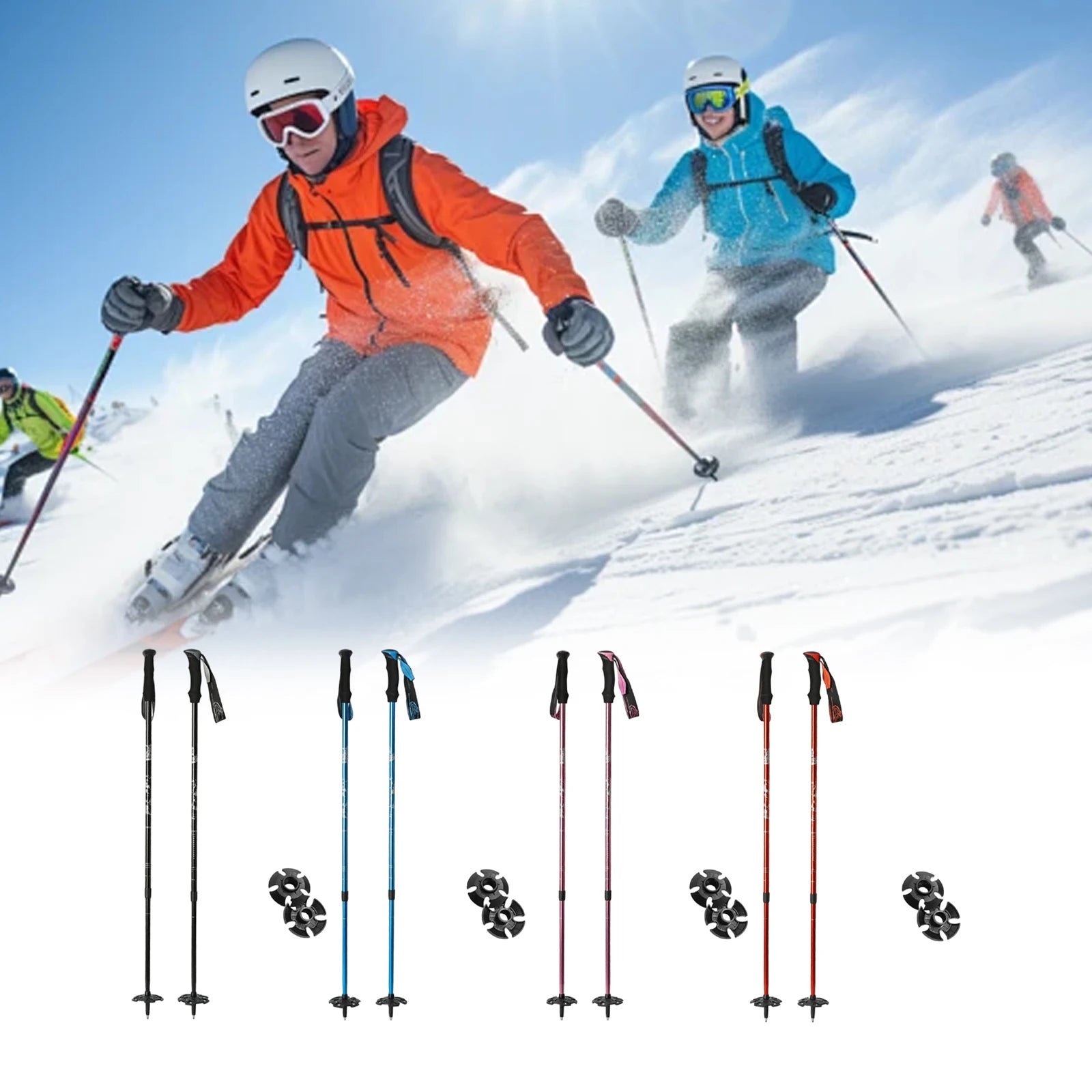 Adjustable Skiing Trekking Poles Sturdy Hiking Walking Sticks Outdoor