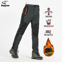 Men Fleece Hiking Pants Waterproof Windproof Softshell Winter Outdoor