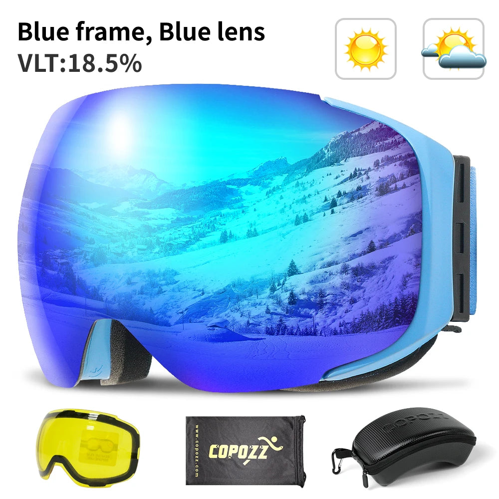 Magnetic Ski Goggles Quick Change Lens UV400 Anti Fog