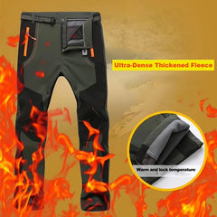 Men Fleece Hiking Pants Waterproof Windproof Softshell Winter Outdoor