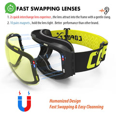 Magnetic Ski Goggles Quick Change Lens UV400 Anti Fog