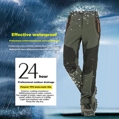 Men Fleece Hiking Pants Waterproof Windproof Softshell Winter Outdoor