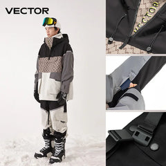 Waterproof Ski Wear Hooded Sweater Reflective Warm Winter Suit