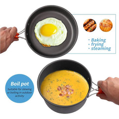 Camping Cookware Set Nonstick Outdoor Picnic Cooking Kit For 2-3