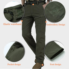 Men Tactical Pants Waterproof Fleece Lined Cargo Winter Workwear