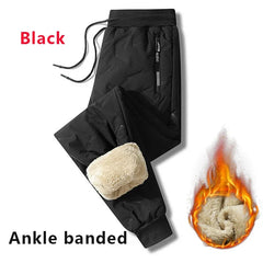 Men Winter Fleece Sweatpants Thick Warm Waterproof Windproof Casual