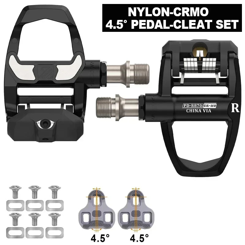 Road Bike Clipless Pedals Ultralight Carbon Nylon Self Locking