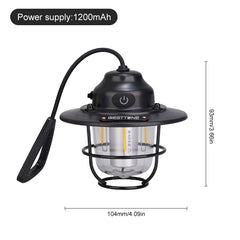 Portable Retro Camping Lantern Waterproof Dimmable Hanging Tent Light