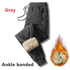 Men Winter Fleece Sweatpants Thick Warm Waterproof Windproof Casual