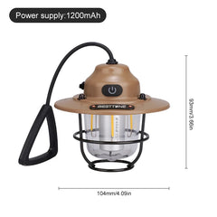 Portable Retro Camping Lantern Waterproof Dimmable Hanging Tent Light