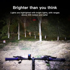 USB Rechargeable Bike Light Waterproof LED Headlight Power Display