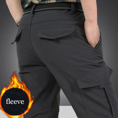Men Tactical Pants Waterproof Fleece Lined Cargo Winter Workwear