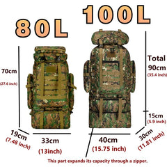 80L 100L Mountaineering Backpack Tactical Large Hiking Camping Travel