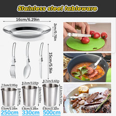 Camping Cookware Set Nonstick Outdoor Picnic Cooking Kit For 2-3
