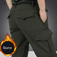 Men Tactical Pants Waterproof Fleece Lined Cargo Winter Workwear