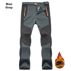 Men Fleece Hiking Pants Waterproof Windproof Softshell Winter Outdoor