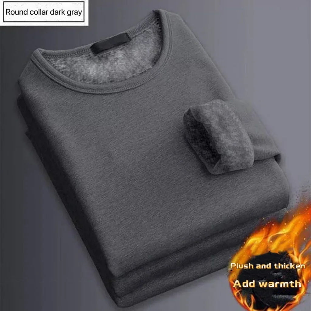 Men Winter Thermal Shirt Velvet Thick Long Sleeve Warm