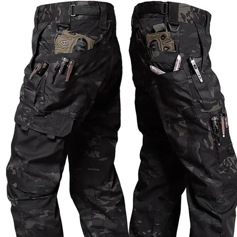 Men Tactical Cargo Pants Waterproof Multi Pocket Outdoor Work Trousers