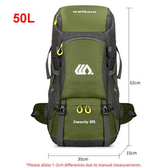 50L Travel Backpack Waterproof Hiking Camping Mountaineering Large Capacity