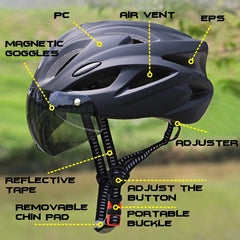 Ultra Light Cycling Helmet Magnetic Goggles MTB Road Bike