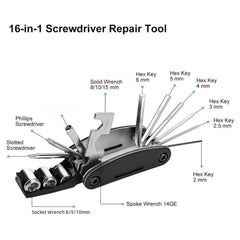 16 in 1 Bicycle Repair Tool Kit Portable Multi Function