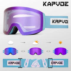 Photochromic Ski Goggles Magnetic Anti Fog UV400 Snow Eyewear