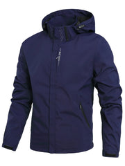 Men Waterproof Rain Jacket Lightweight Hooded Outdoor Windproof Hiking