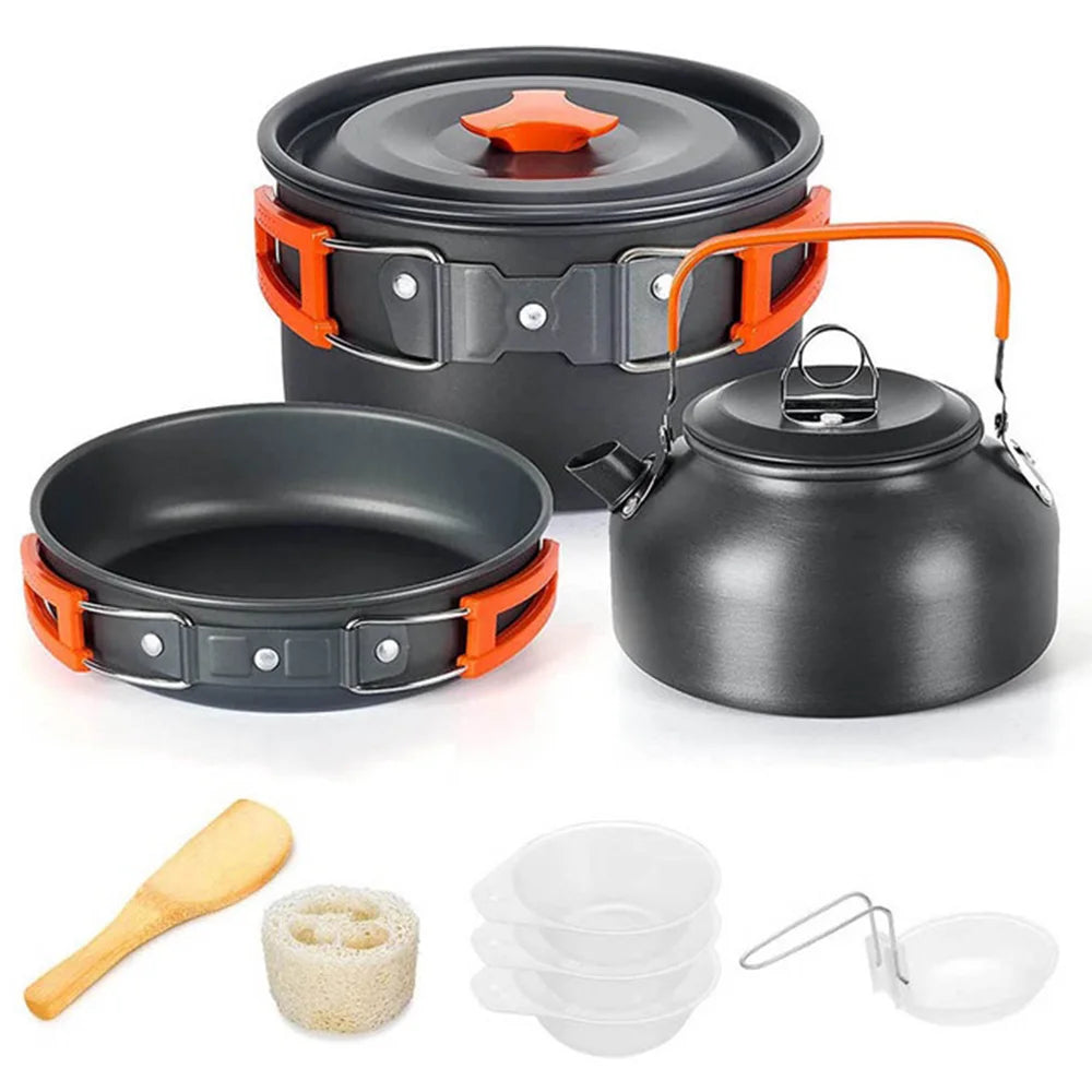 Camping Cookware Set Nonstick Outdoor Picnic Cooking Kit For 2-3