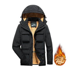 Men Detachable Hooded Jacket Waterproof Windproof Multi Pocket Outdoor