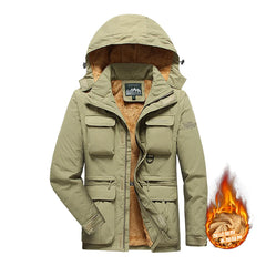 Men Detachable Hooded Jacket Waterproof Windproof Multi Pocket Outdoor
