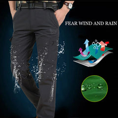 Men Tactical Pants Waterproof Fleece Lined Cargo Winter Workwear