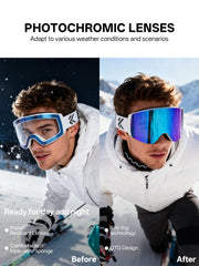 Photochromic Ski Goggles Magnetic Anti Fog UV400 Snow Eyewear