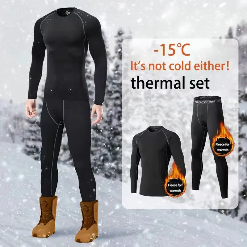 Men Thermal Underwear Set 2 Piece Warm Elastic Breathable