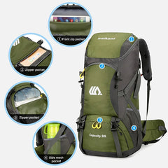 50L Travel Backpack Waterproof Hiking Camping Mountaineering Large Capacity