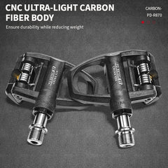 Road Bike Clipless Pedals Ultralight Carbon Nylon Self Locking
