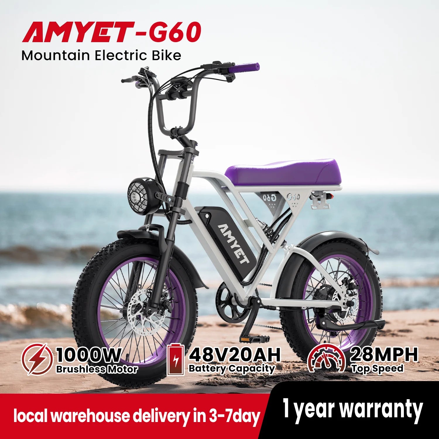 V9 G60 Electric Bike 1000W 48V 20Ah Mountain Ebike