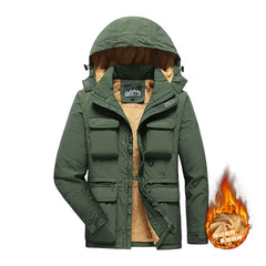 Men Detachable Hooded Jacket Waterproof Windproof Multi Pocket Outdoor