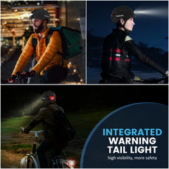 Adult Bike Helmet LED Lights Front Back Cycling Scooter Skating