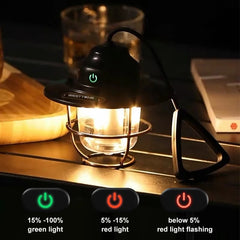 Portable Retro Camping Lantern Waterproof Dimmable Hanging Tent Light