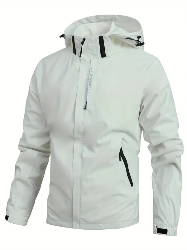 Men Waterproof Rain Jacket Lightweight Hooded Outdoor Windproof Hiking