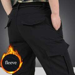 Men Tactical Pants Waterproof Fleece Lined Cargo Winter Workwear