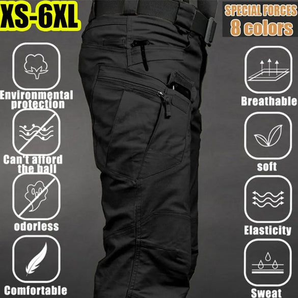 Men Tactical Cargo Pants Waterproof Multi Pocket Outdoor Plus Size