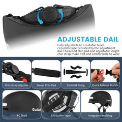 Adult Bike Helmet LED Lights Front Back Cycling Scooter Skating