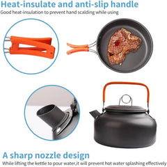 Camping Cookware Set Nonstick Outdoor Picnic Cooking Kit For 2-3