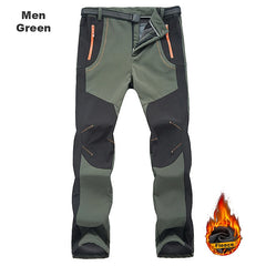 Men Fleece Hiking Pants Waterproof Windproof Softshell Winter Outdoor