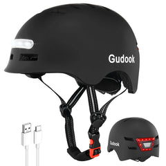 Adult Bike Helmet LED Lights Front Back Cycling Scooter Skating