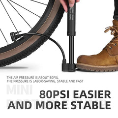 MTB Bicycle Pump 80 PSI Manual Air Pump Tire Inflator