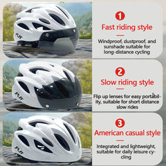 Ultra Light Cycling Helmet Magnetic Goggles MTB Road Bike