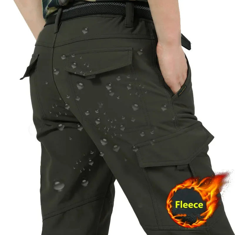 Men Tactical Pants Waterproof Fleece Lined Cargo Winter Workwear
