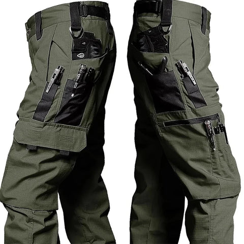 Men Tactical Cargo Pants Waterproof Multi Pocket Outdoor Work Trousers